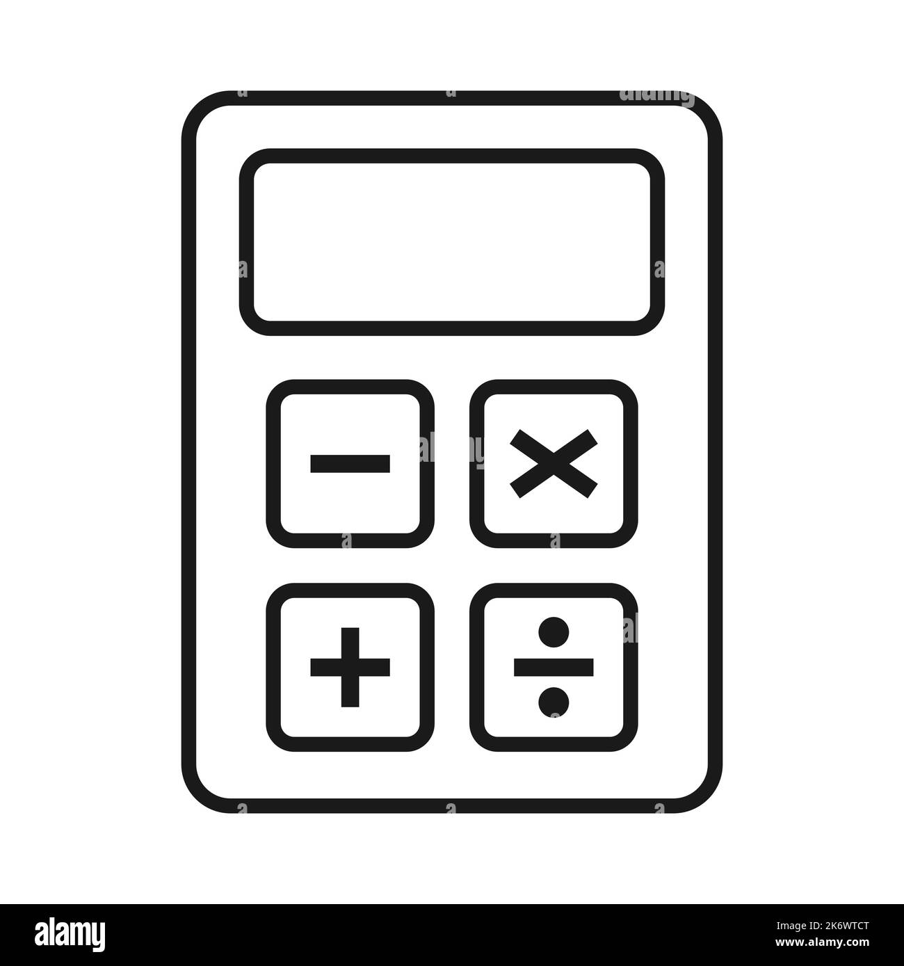 Icona della calcolatrice, illustrazione vettoriale del pulsante web della matematica. Internet sito web finanza tecnologia design . Illustrazione Vettoriale