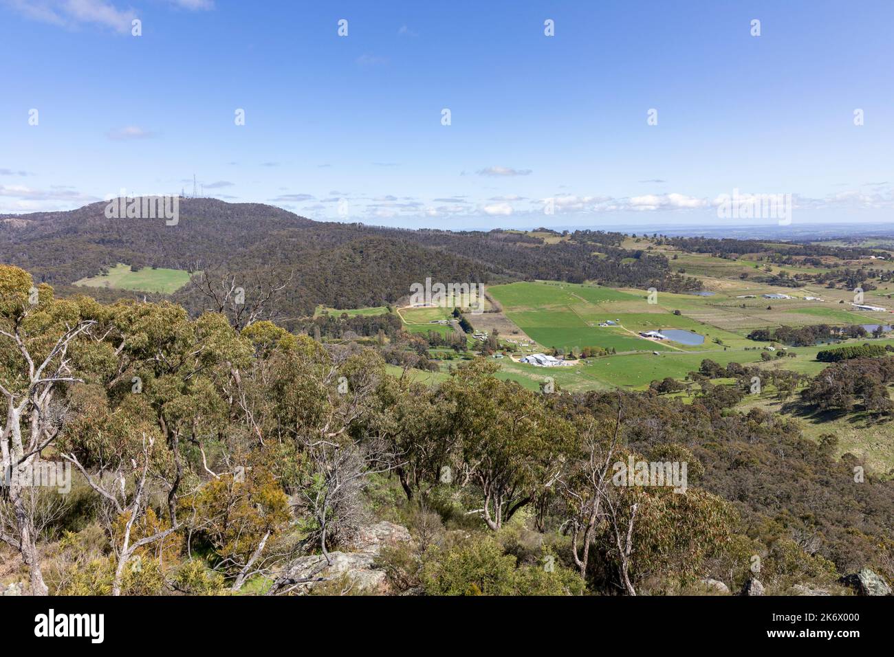 Regione centro-occidentale del nuovo Galles del Sud vista dal punto panoramico di Pinnacle in Orange NSW, Australia Foto Stock