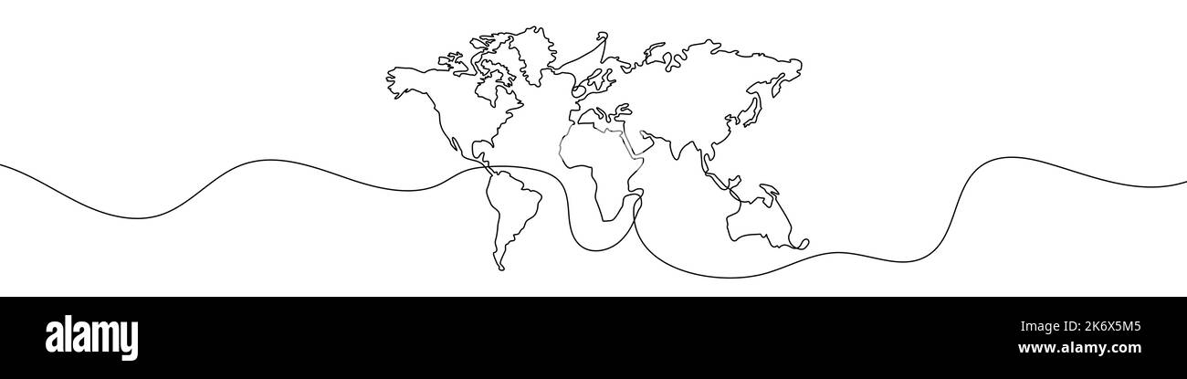 Disegno a linea continua della mappa dell'Ucraina. Immagine su una riga della mappa dell'Ucraina. Uno sfondo di disegno a una linea. Illustrazione vettoriale. Illustrazione Vettoriale