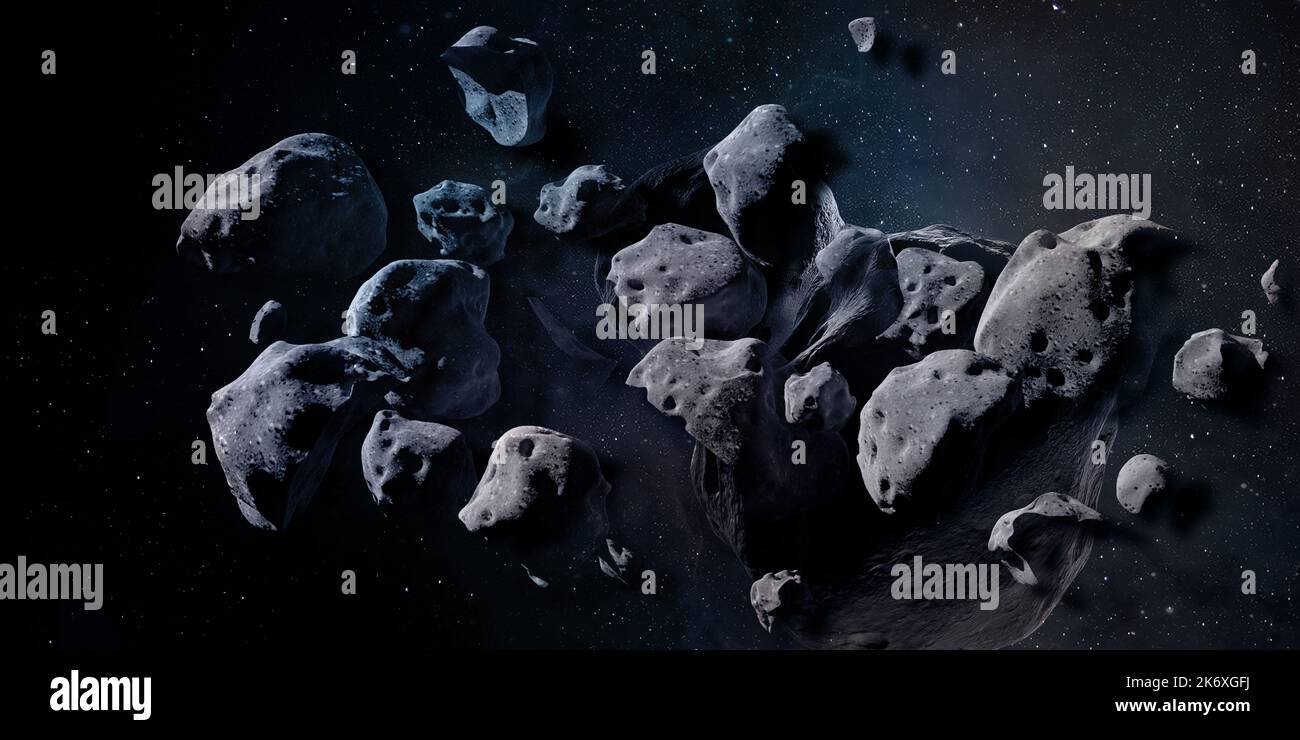 Fascia asteroide. illustrazione 3d. Elementi di questa immagine forniti dalla NASA. Foto Stock