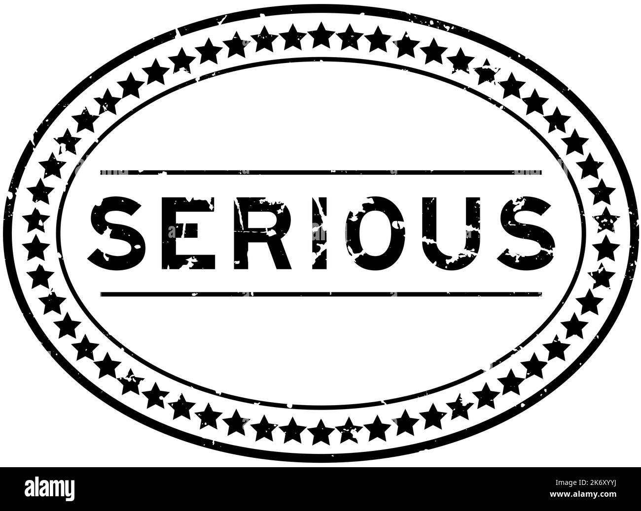 Grunge nero serio parola ovale guarnizione di gomma timbro su sfondo bianco Illustrazione Vettoriale