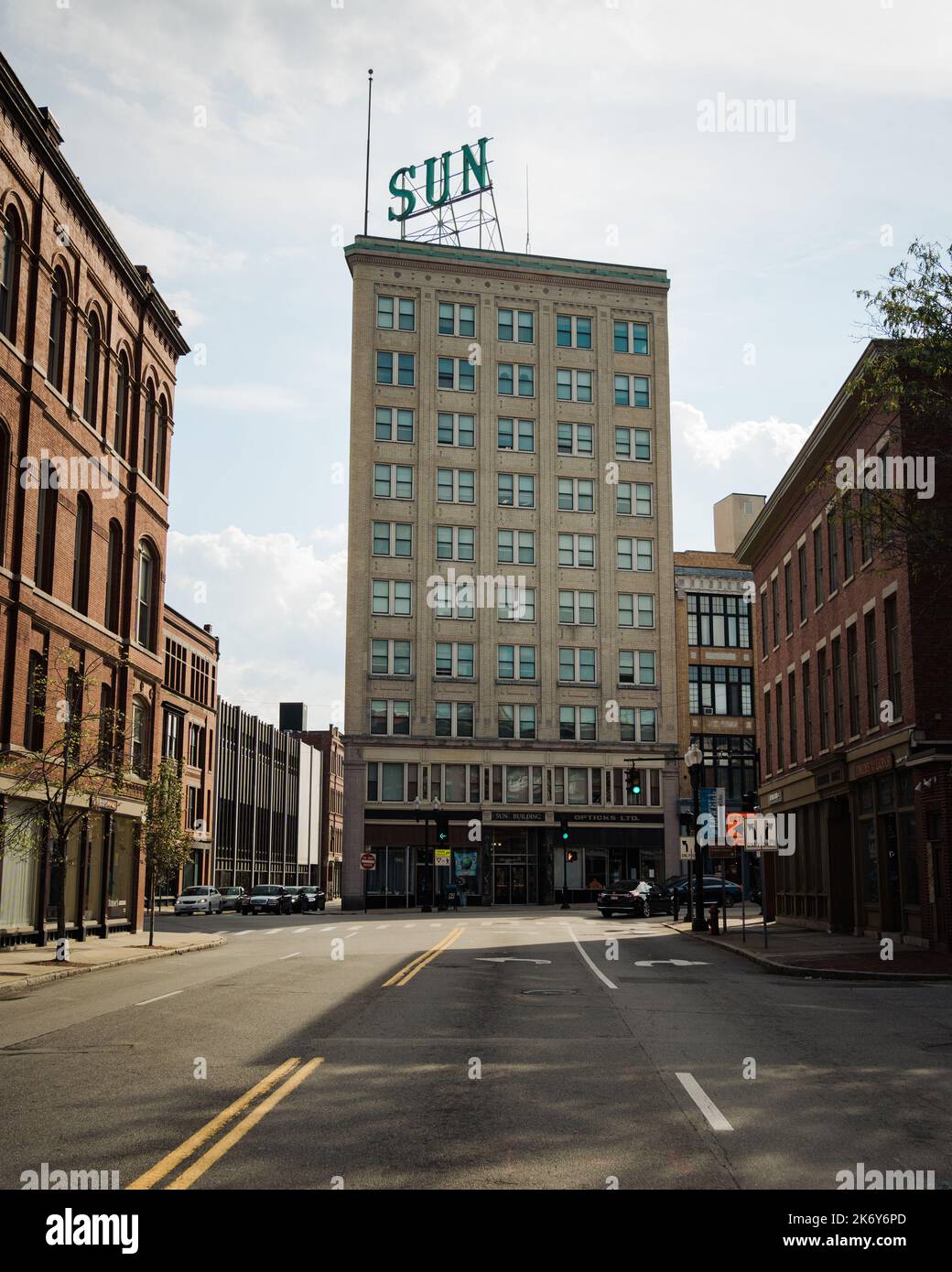 The Sun Building, Lowell, Massachusetts Foto Stock