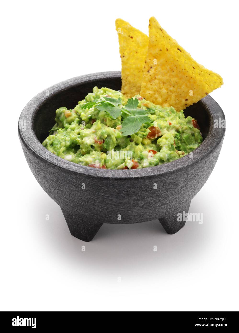 Guacamole fatta in casa con patatine di tortilla, antipasto messicano Foto Stock