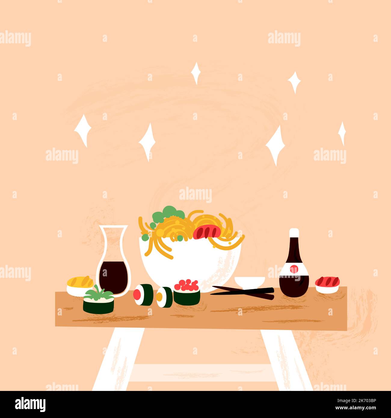 Menu del tavolo di sushi Illustrazione Vettoriale