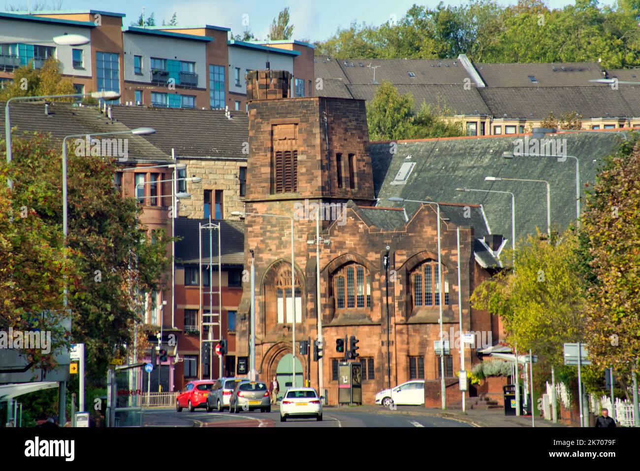 Chiesa di Queen's Cross ex Chiesa di Scozia Charles Rennie Mackintosh design 870 Garscube Rd in cima a Maryhill Road, Glasgow, Scozia, Regno Unito Foto Stock