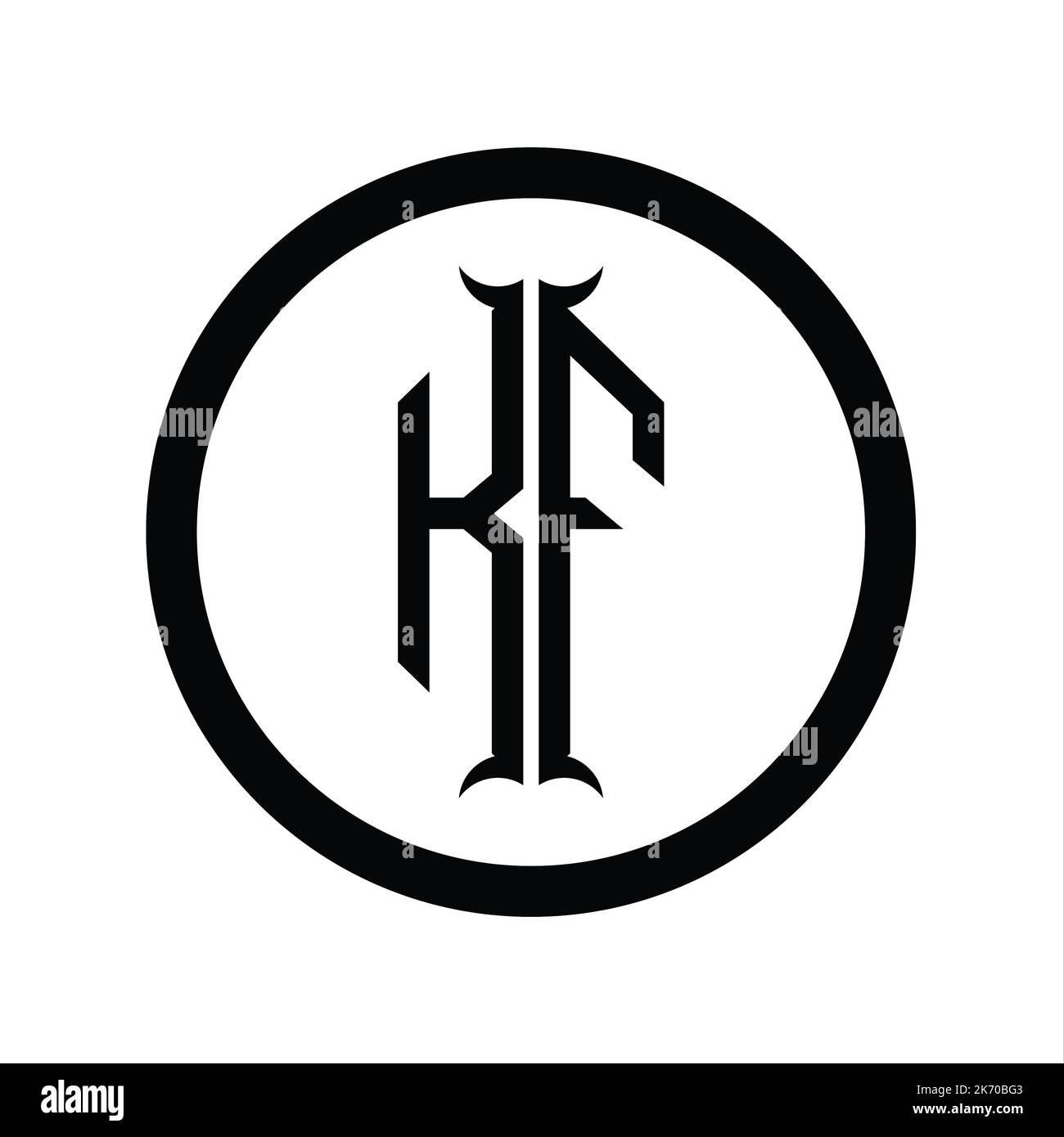 FK Logo monogramma lettera con modello a forma di corno esagonale Foto Stock