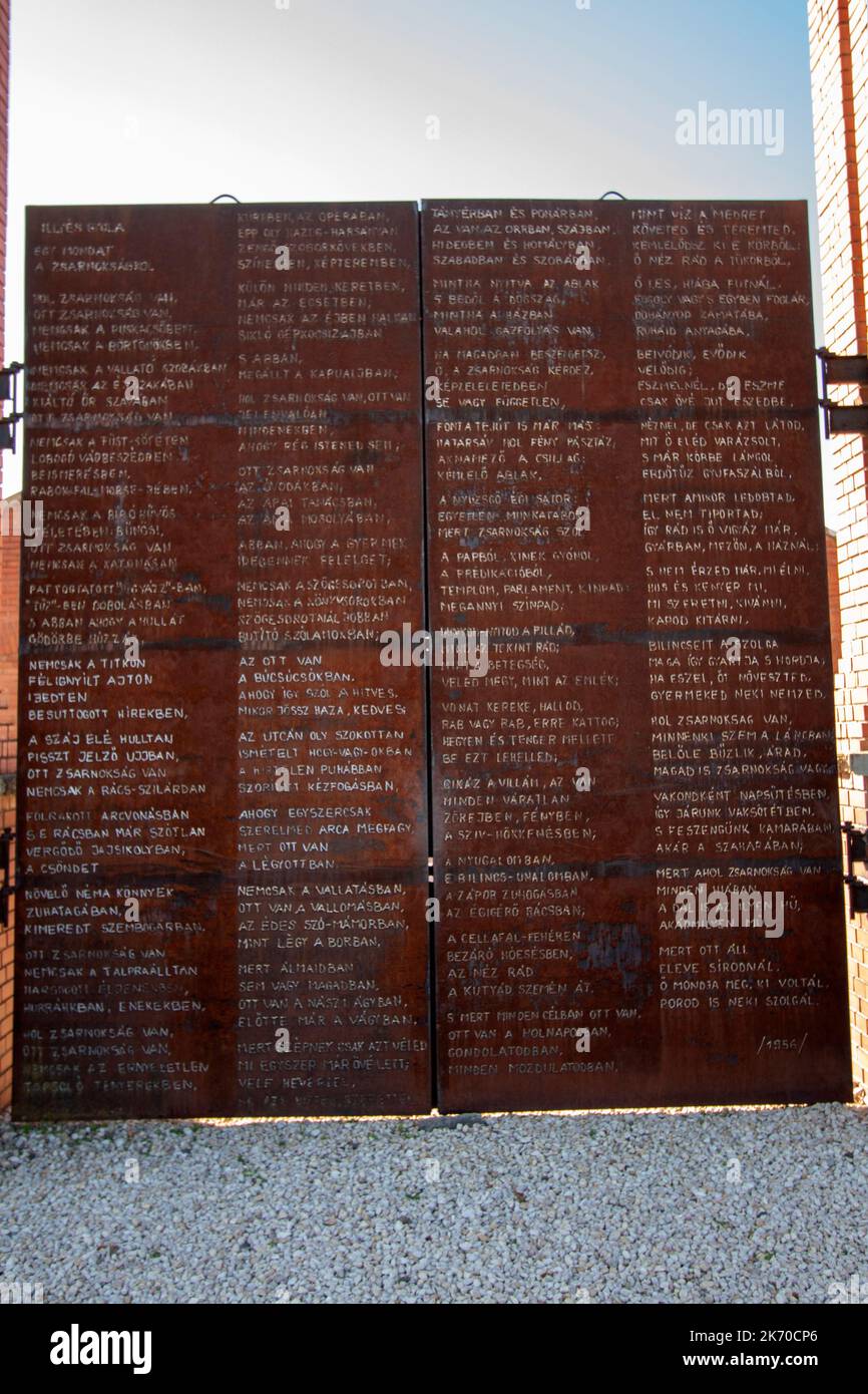 L'ingresso al Memento Park, un museo all'aperto dedicato alle statue monumentali del periodo comunista ungherese, Budapest, Ungheria, Foto Stock