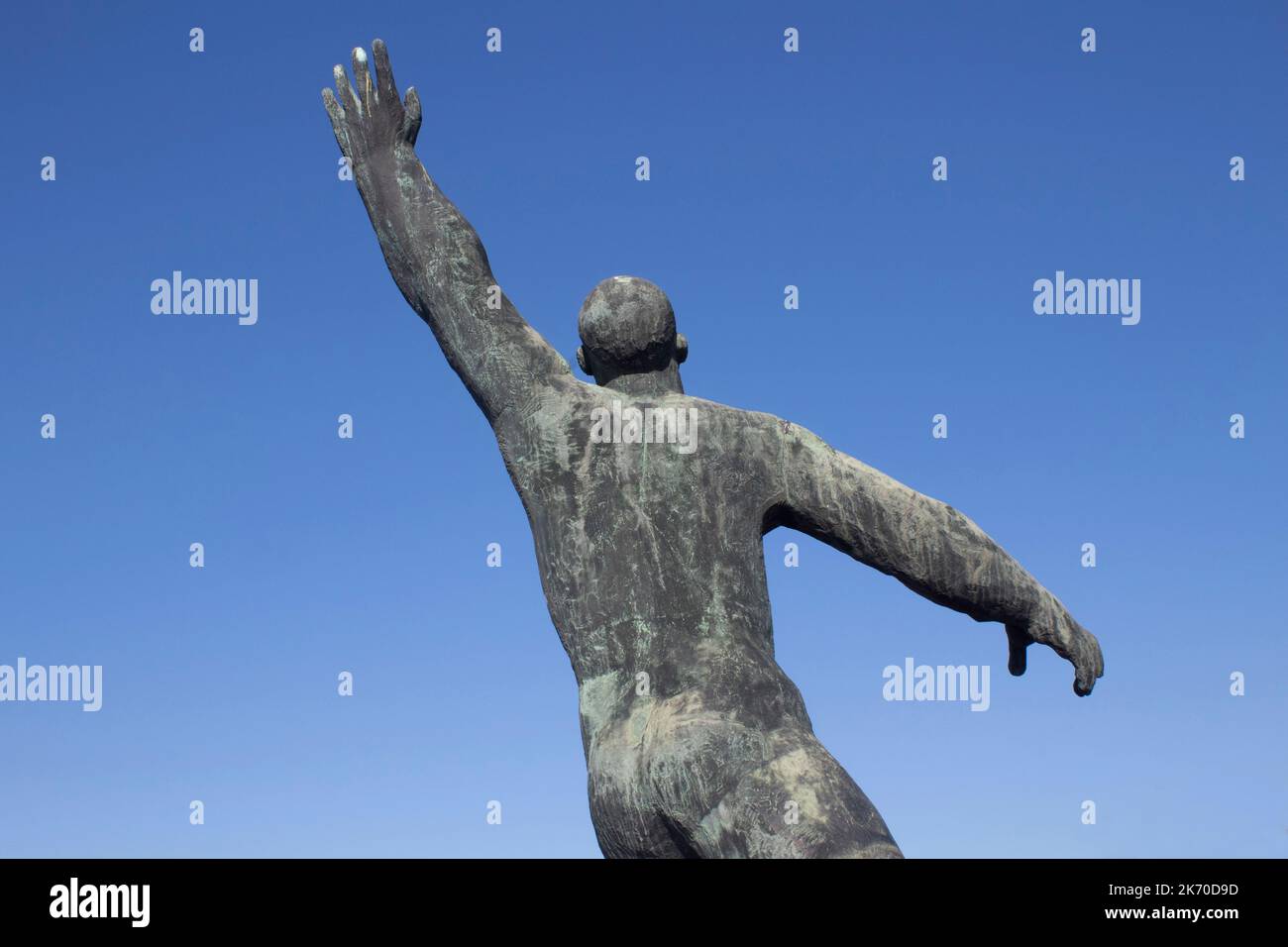 Statua di un eroico lavoratore Memento Park un museo all'aperto dedicato a statue monumentali periodo comunista ungherese, Budapest, Ungheria, Foto Stock