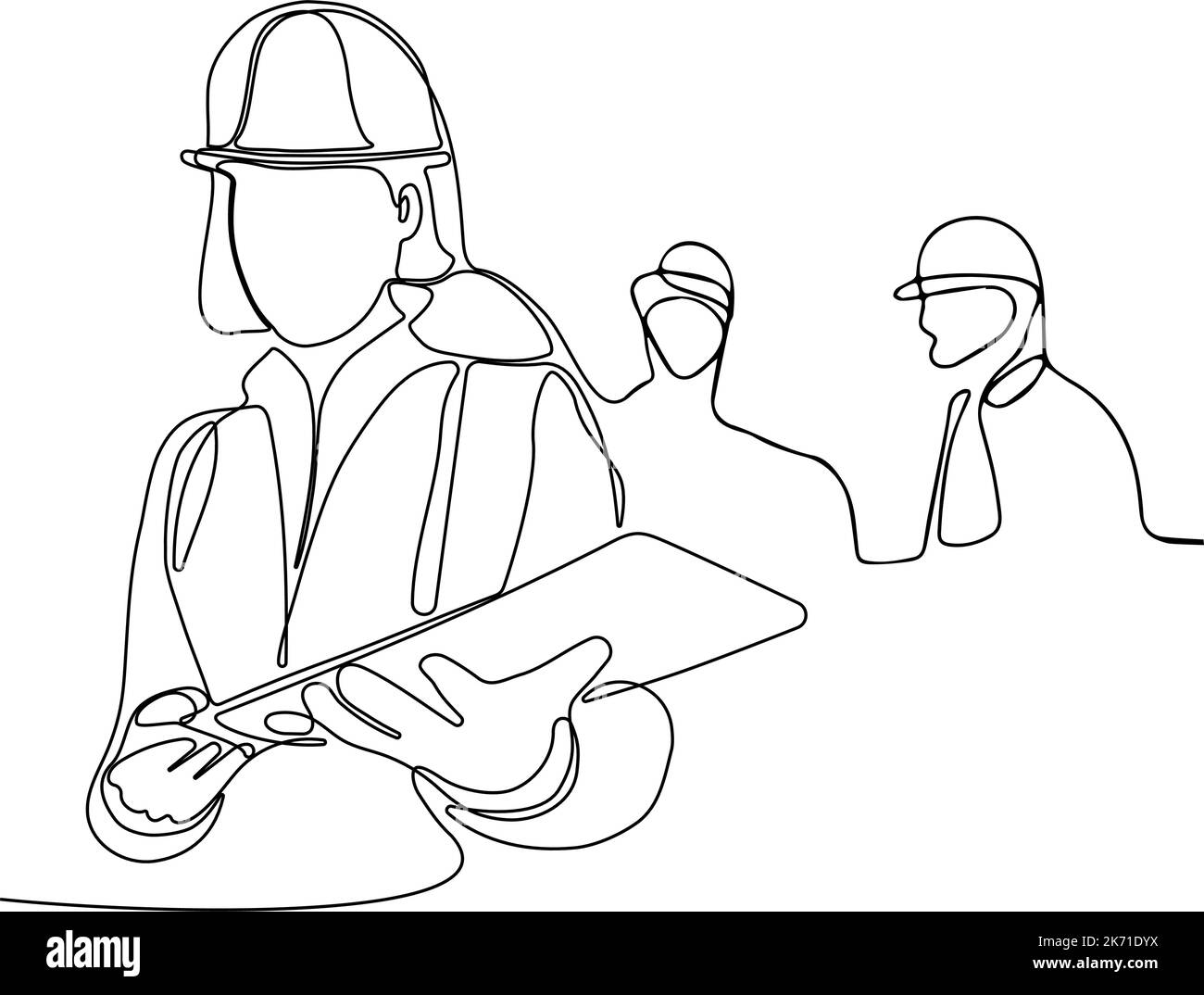 responsabile della costruzione e ingegnere che lavora in cantiere. Illustrazione vettoriale Illustrazione Vettoriale