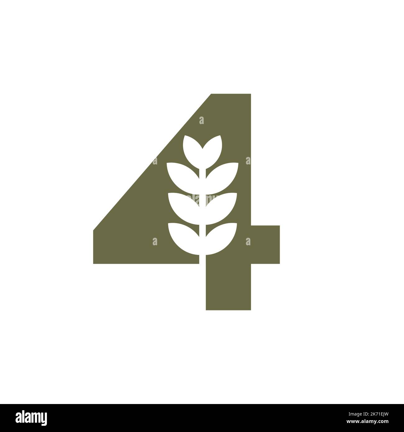 Lettera iniziale 4 Logo per la birra con modello vettoriale per l'icona della birra Illustrazione Vettoriale