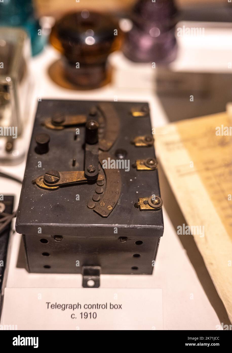 scatola di comando telegraph utilizzata nel 1910 Foto Stock
