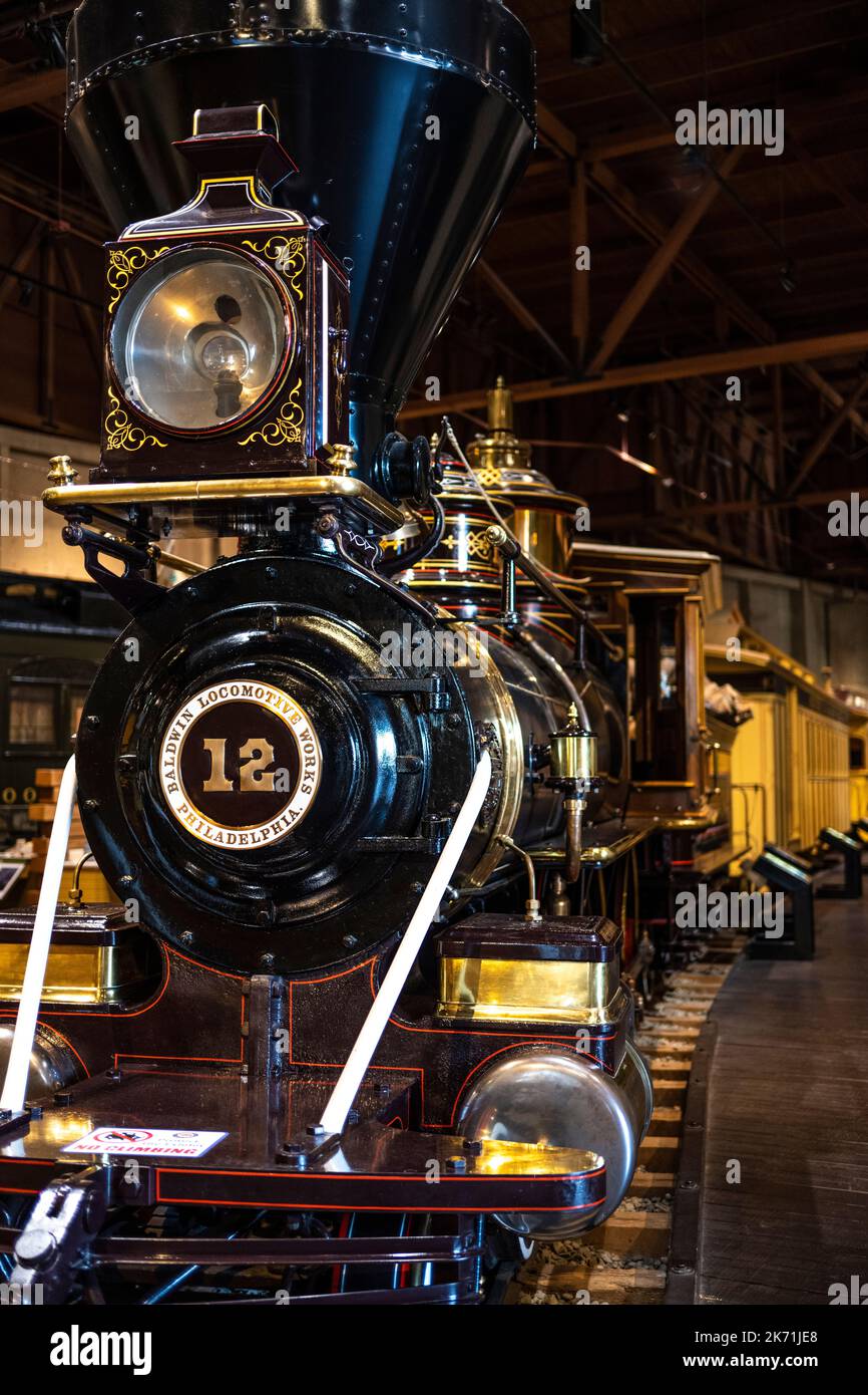 La locomotiva della North Pacific Coast Railroad numero 12 in funzione dal 1880 al 1940. Foto Stock