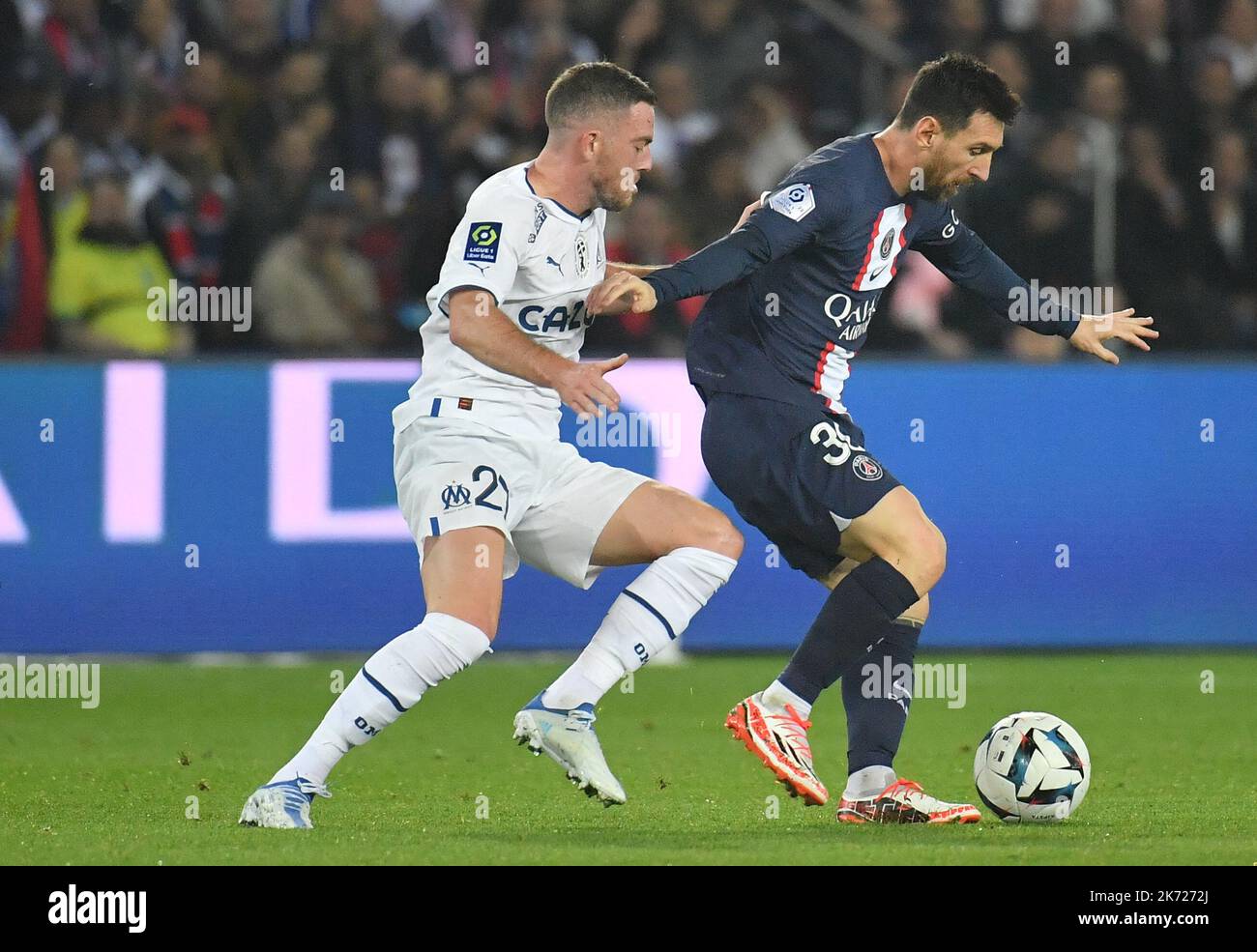 Parigi, Francia. 16th Ott 2022. Durante la partita Ligue 1 Uber mangia Parigi Saint-Germain contro Olympique de Marseille allo stadio Parc des Princes il 16 ottobre 2022 a Parigi, Francia. Photo by Christian Liewig/ABACAPRESS.COM Credit: Abaca Press/Alamy Live News Foto Stock