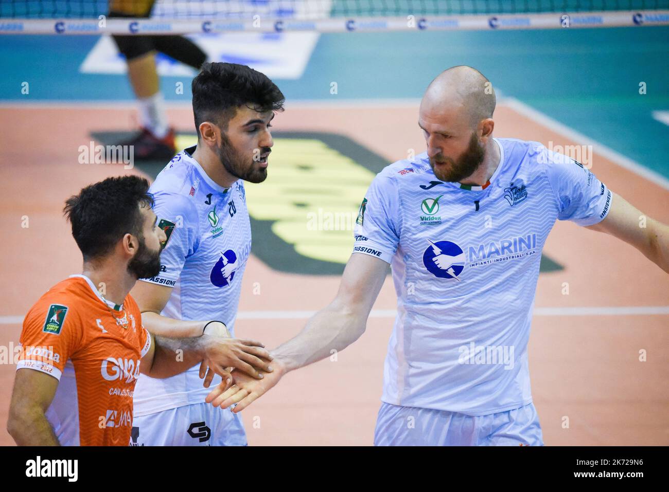 PalaBianchini, Latina, Italia, 16 ottobre 2022, Exultation (Top Volley Cisterna) durante Top Volley Cisterna vs Pallavolo Padova - Volley Italiano Foto Stock