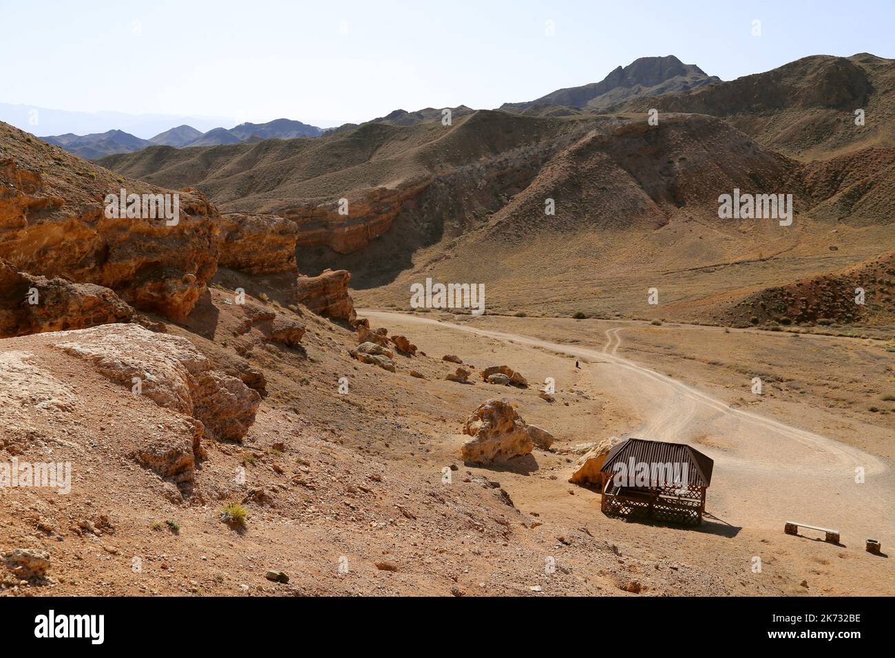 Kyzylsai (alias Valle dei Castelli), Parco Nazionale del Charyn Canyon, montagne Tien Shan, Regione di Almaty, Kazakistan, Asia Centrale Foto Stock