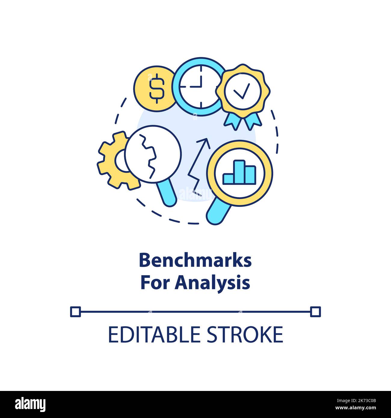 Icona del concetto di benchmark per l'analisi Illustrazione Vettoriale