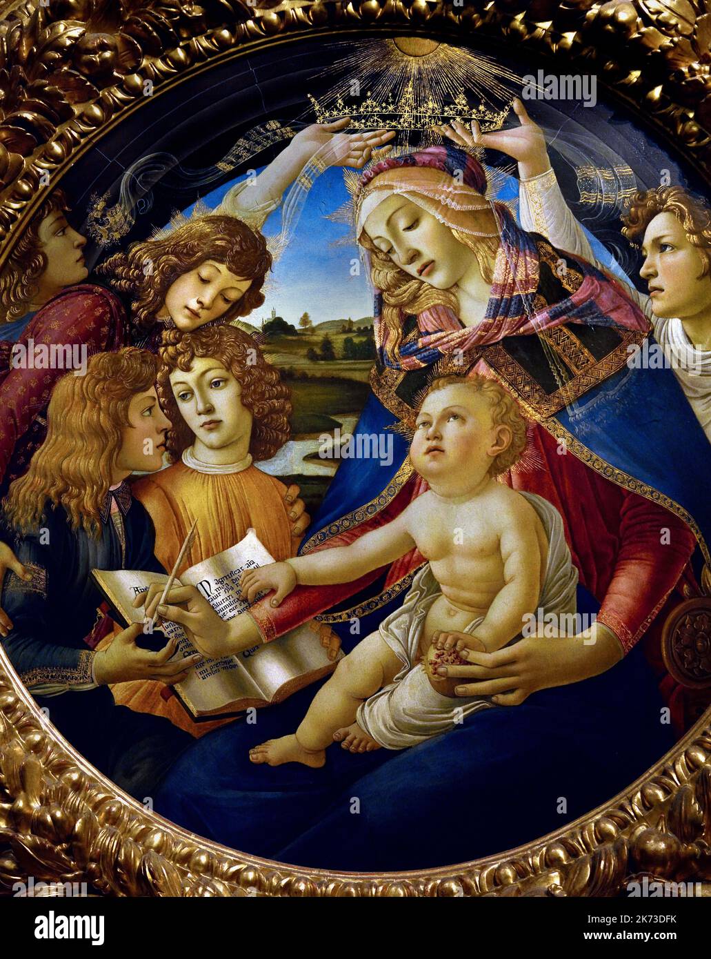 Madonna col Bambino e gli Angeli, (Madonna del Magnificat), Sandro Botticelli (Firenze 1445-1510) , Firenze, Italia. Foto Stock