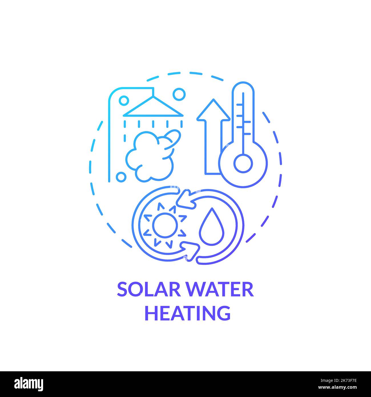 Solare acqua riscaldamento blu gradiente concetto icona Illustrazione Vettoriale