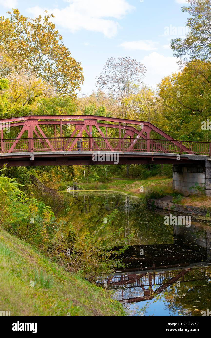 USA, Maryland MD Hancock ponte di ferro sul C&o Canal Chesapeake e Ohio Foto Stock