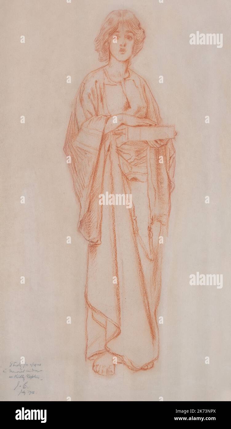 Il bellissimo cartone animato di James Clarke del 1903 per Mary of Bethany, St Stephen's Church, Kirkby Stephen, Cumbria, UK Foto Stock