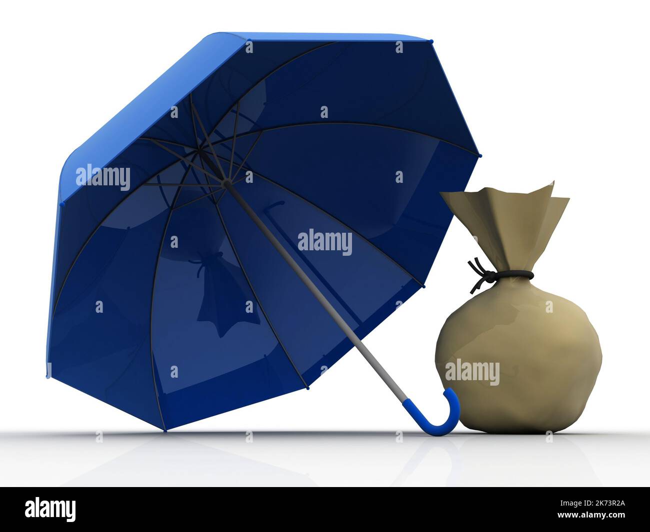 3D illustrazione ombrello di protezione del sacco Foto Stock