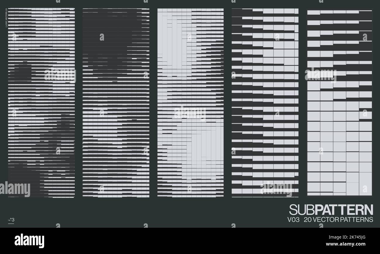 20 modelli di dati vettoriali, modelli futuristici per la stampa, la progettazione di tessuti e imballaggi, Neuromancer, ai, Code, Caos, Ordine, design dell'imballaggio, mezzitoni, Illustrazione Vettoriale