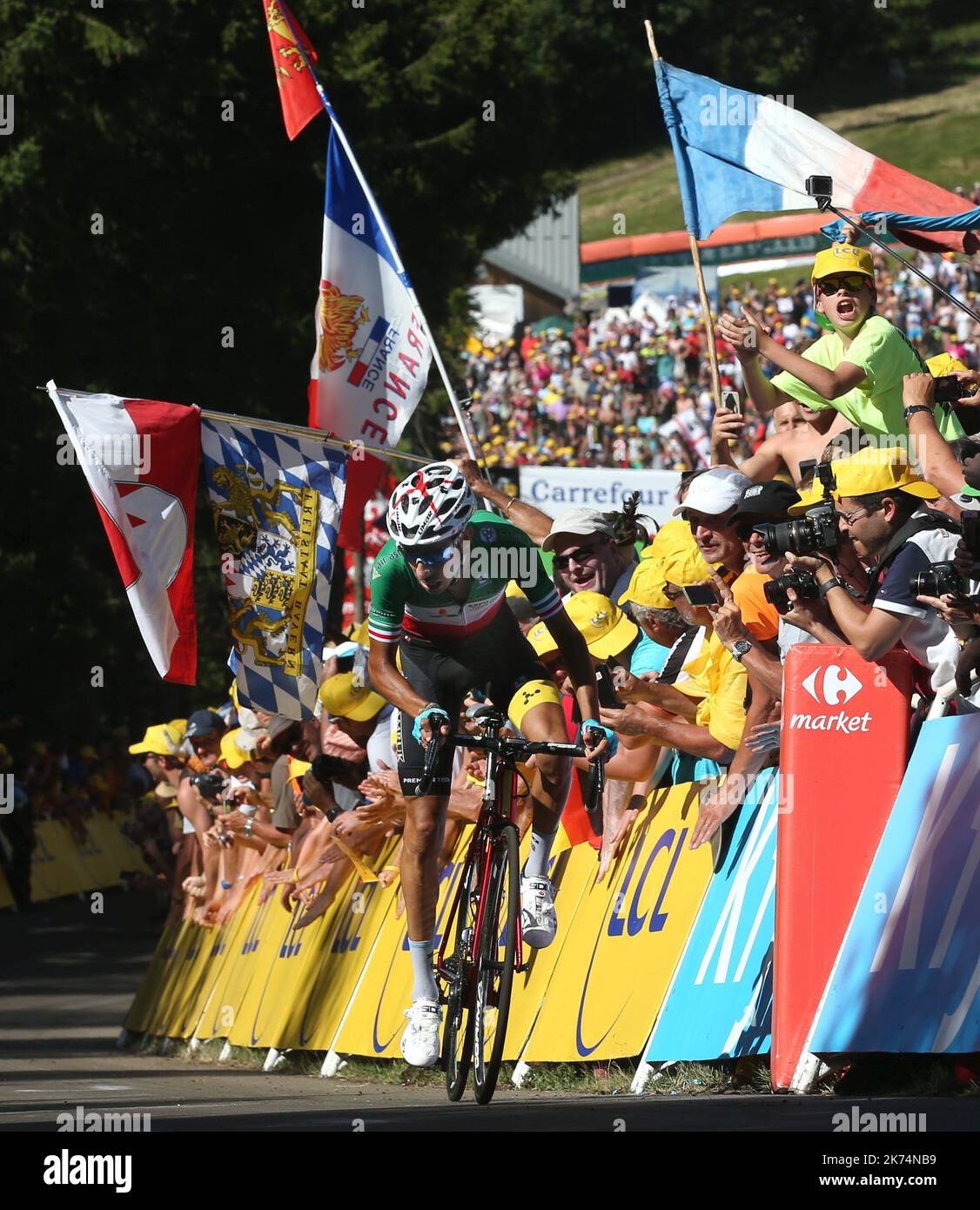 Fabio Aru del Proteam Astana vince il palco Foto Stock