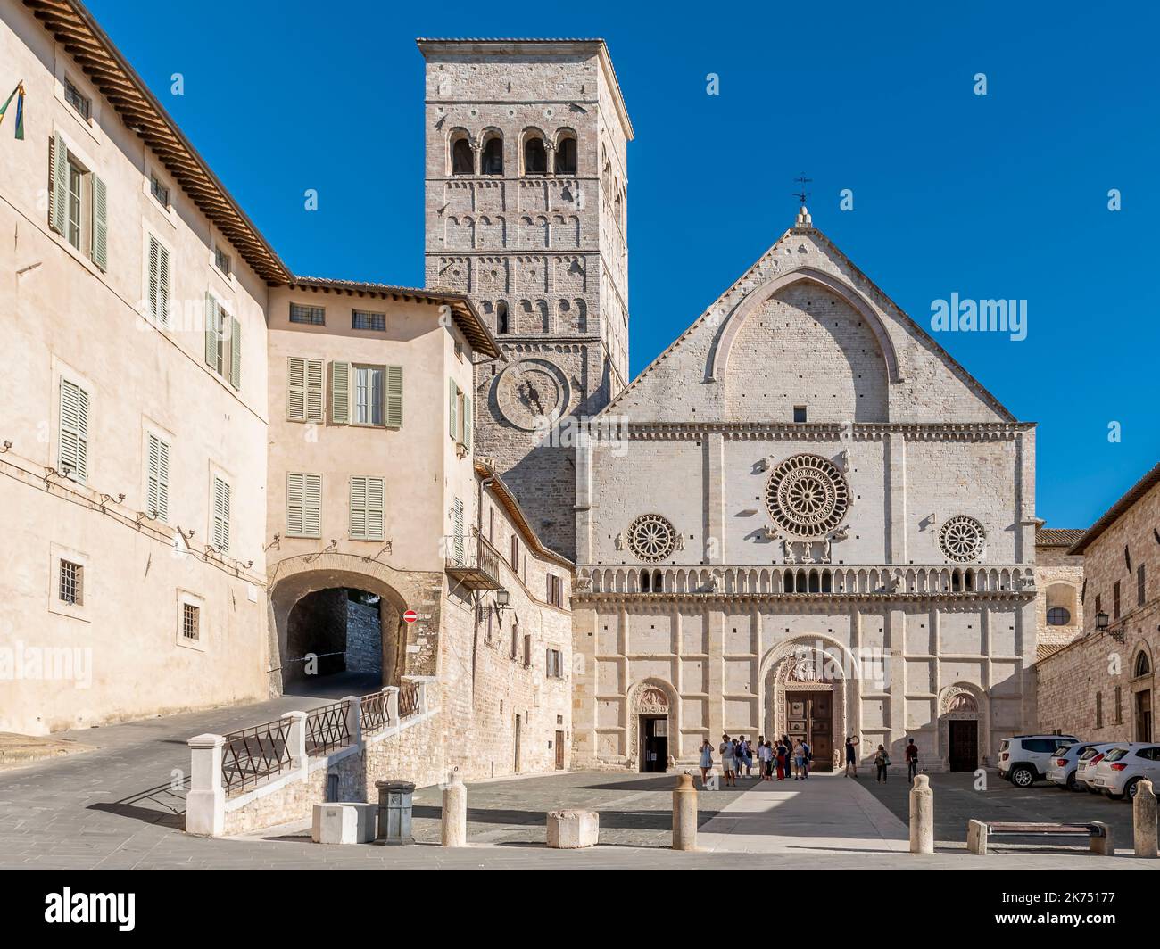 Cattedrale di San Rufino nel centro storico di Assisi, Perugia, Italia Foto Stock