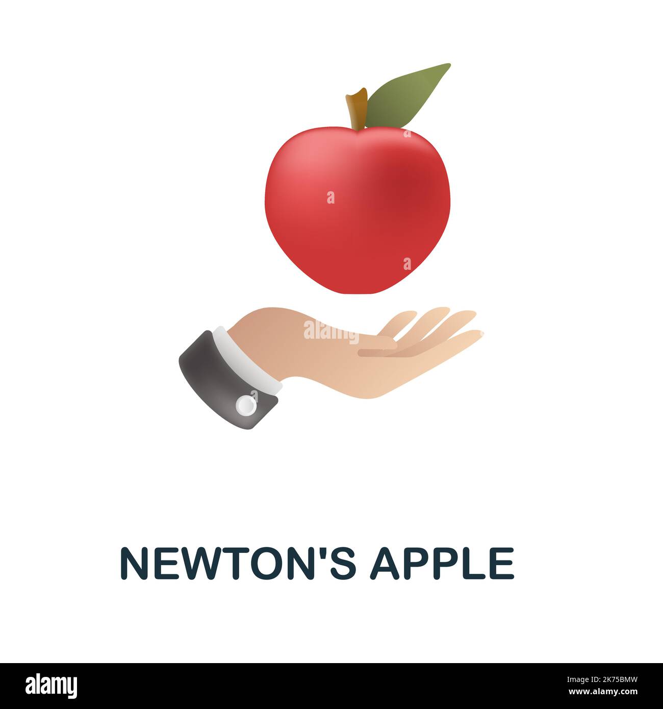 Icona di Newton Apple. 3d illustrazione dalla collezione di ritorno a scuola. Icona di Apple 3D di Creative Newton per web design, modelli, infografiche e altro ancora Illustrazione Vettoriale