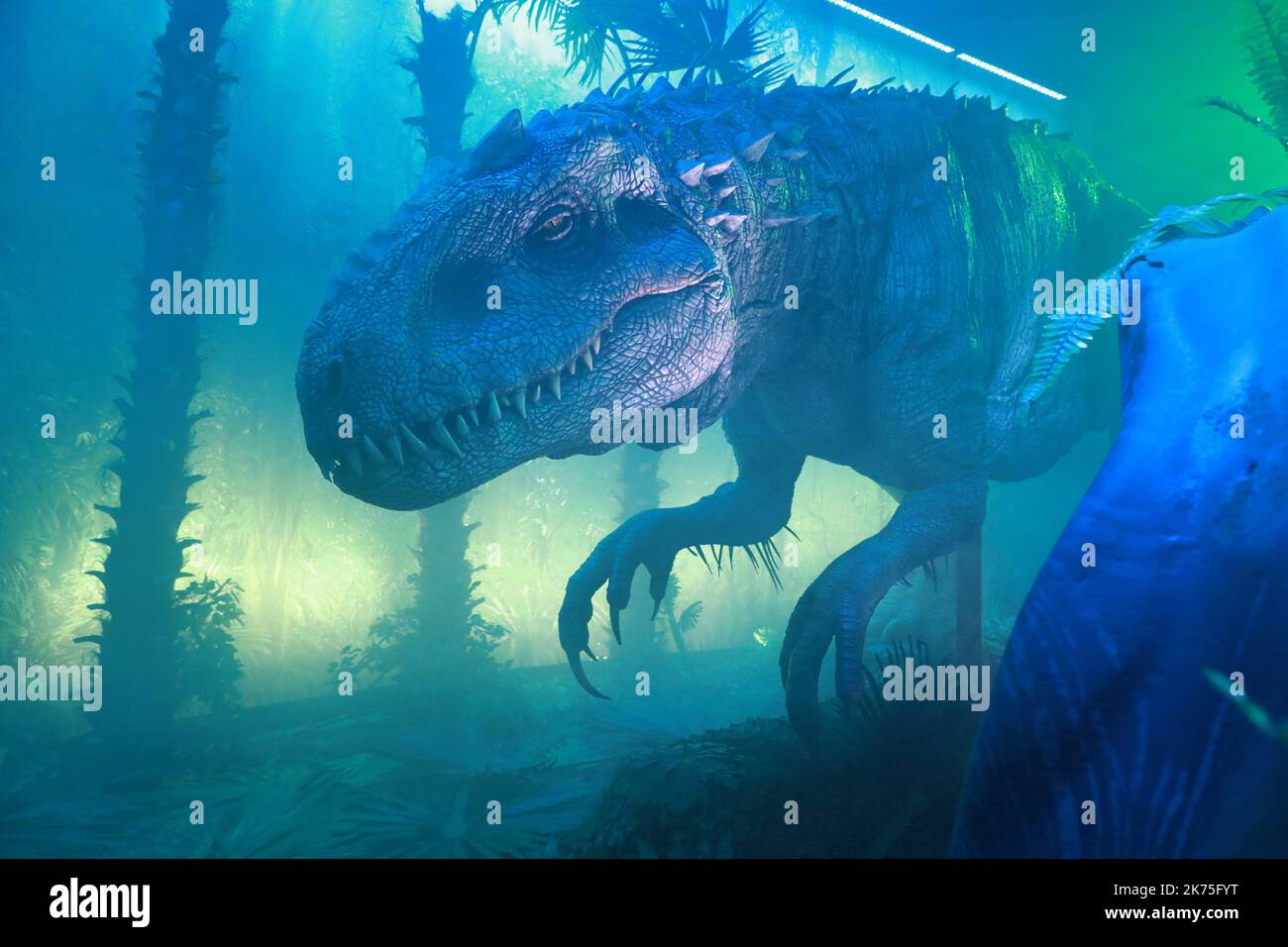 La mostra Jurassic World arriva a Saint-Denis, Francia dal 14 aprile 2018 al 2 settembre 2018. Foto Stock