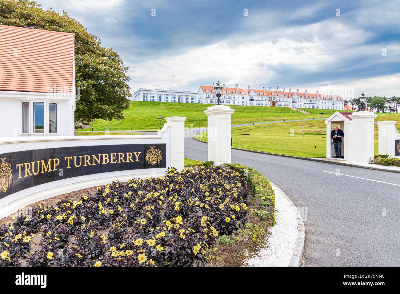 Trump Turnberry Hotel e campo da golf di proprietà della Trump Organisation a Turnberry, vicino a Girvan, South Ayrshire, Scozia, Regno Unito Foto Stock