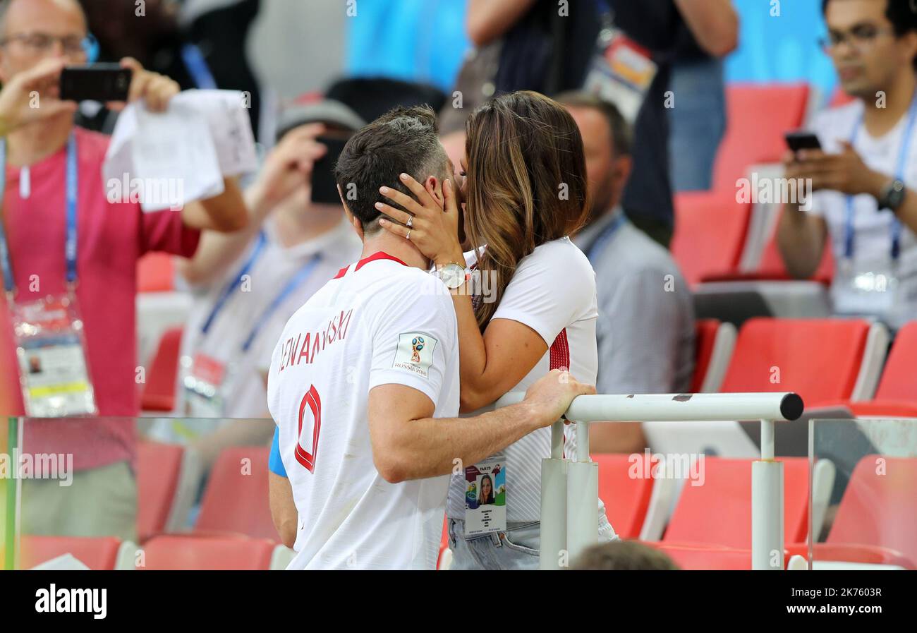 Robert Lewandowski della Polonia e la moglie Anna Lewandowska Foto Stock