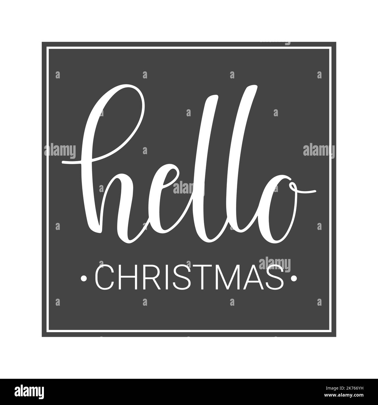 Illustrazione vettoriale. Scritta a mano di Ciao Natale. Modello per biglietto di auguri o invito. Oggetti isolati su sfondo bianco. Illustrazione Vettoriale