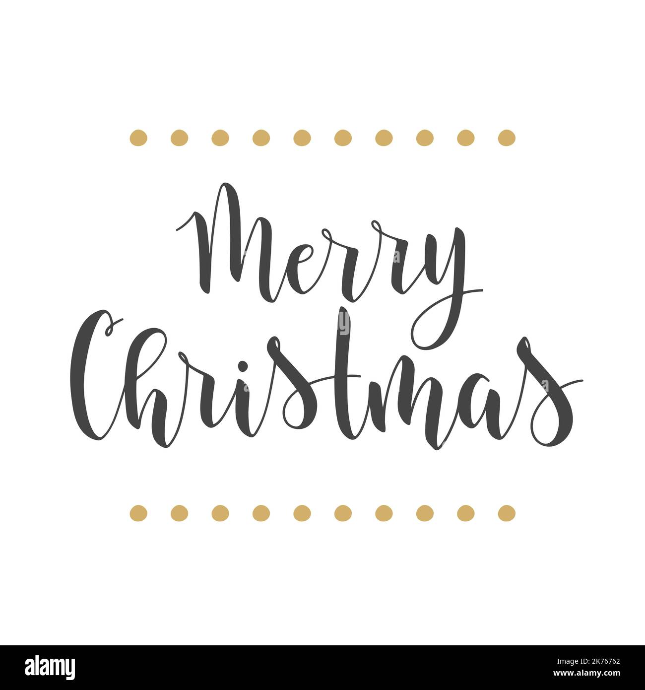 Illustrazione vettoriale. Scritte a mano di Buon Natale. Modello per biglietto di auguri o invito. Oggetti isolati su sfondo bianco. Illustrazione Vettoriale