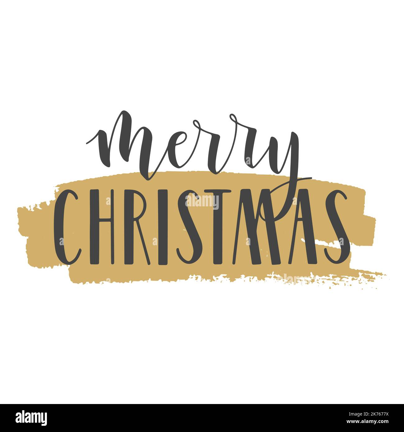 Illustrazione vettoriale. Scritte a mano di Buon Natale. Modello per biglietto di auguri o invito. Oggetti isolati su sfondo bianco. Illustrazione Vettoriale