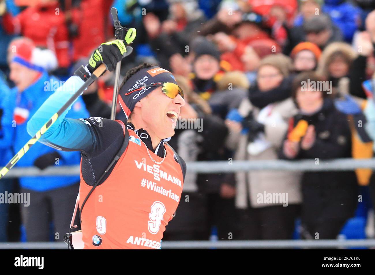 IBU World Cup Biathlon 2018 Anterselva - Anterselva Mass Start Event a Anterselva, Italia il 27 gennaio 2019; nella foto: Quentin Fillon Maillet (fra) © Pierre Teyssot / Maxppp Foto Stock