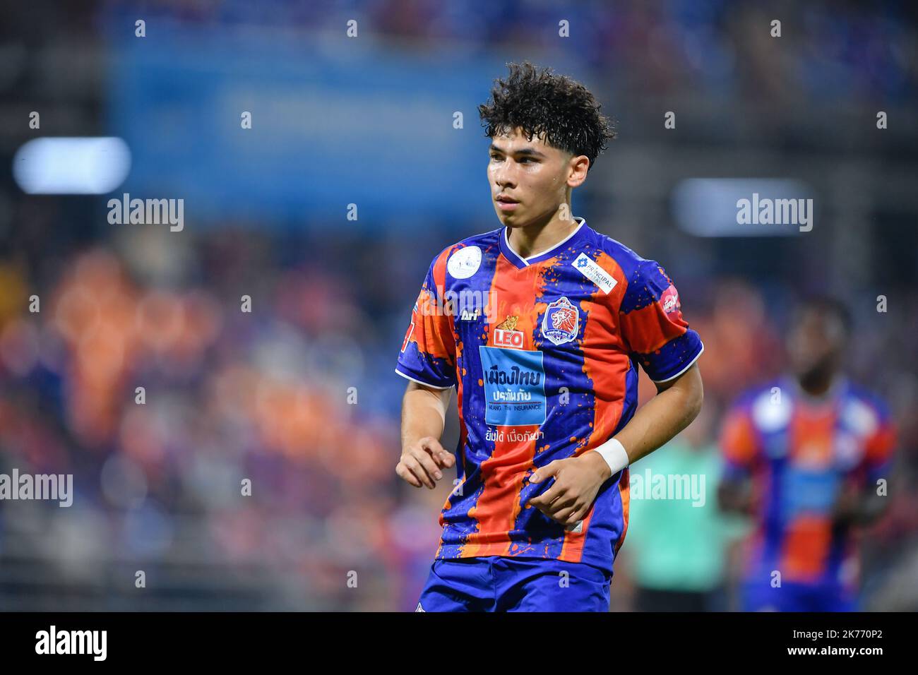 Bangkok, Thailandia. 16th Ott 2022. Benjamin Davis di Port FC in azione durante la partita della Premier League 2022 tra Port FC e Lampang FC al PAT Stadium.Final Score; Port FC 2:1 Lampang FC Credit: SOPA Images Limited/Alamy Live News Foto Stock