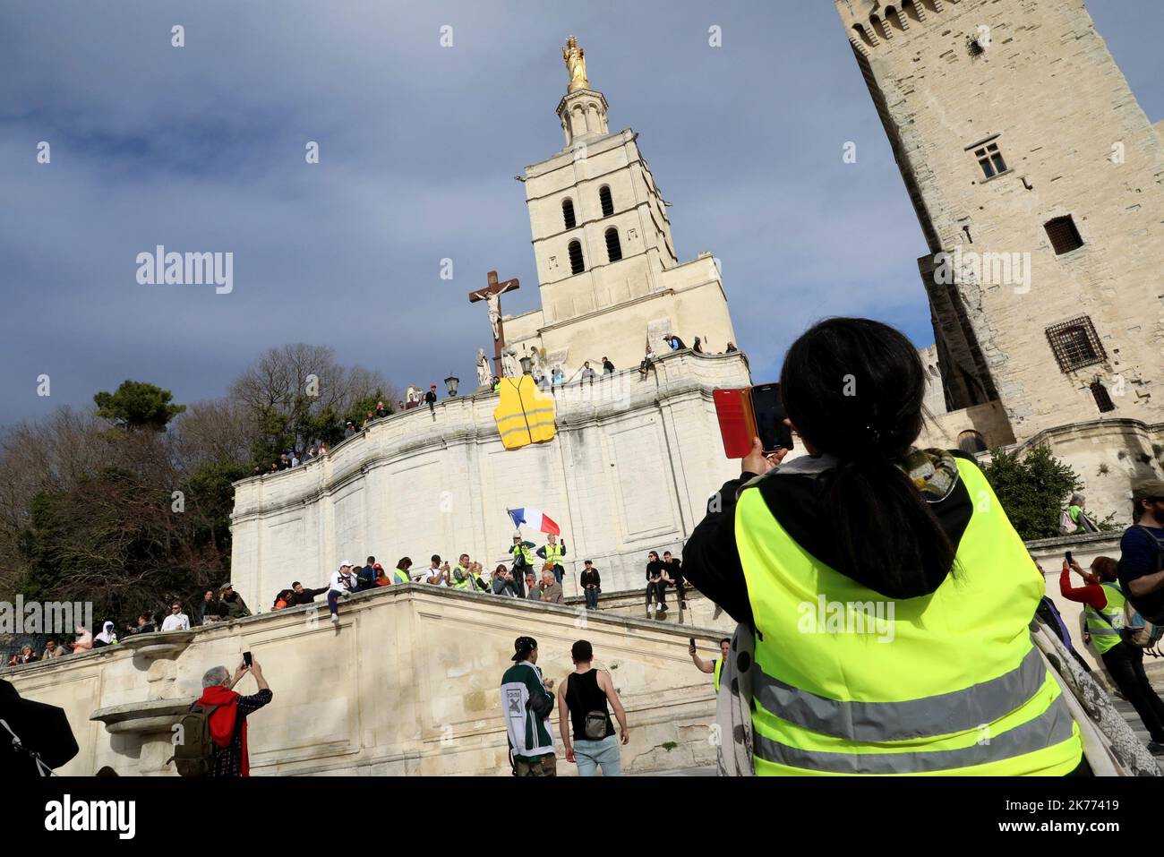 Giubbotto giallo protesta in Francia Foto Stock