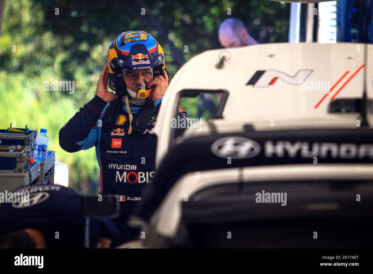 ©PHOTOPQR/CORSE MATIN ; Essais Hyundai i20 WRC sur les routes de Aghione en vue du Tour de Corse WRC 2019. Sébastien Loeb Foto Xavier GRIMALDI Bastia 14/03/2019 Sebastian Loeb di Francia guida il suo Hyundai i20 il 14 marzo 2019 per la prossima CORSICA linea Tour de Corse *** Caption locale *** Foto Stock