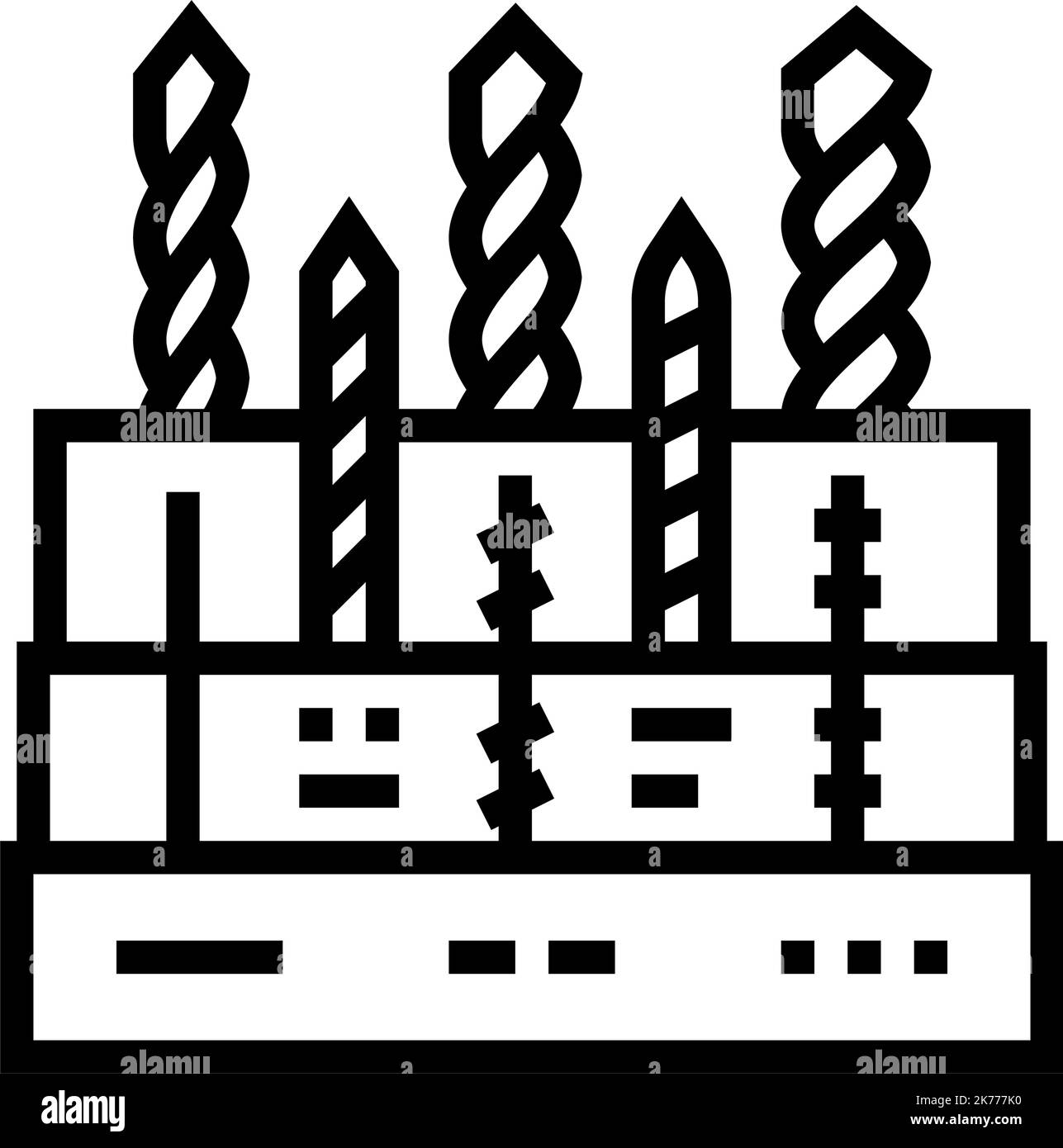 illustrazione vettoriale dell'icona della linea del supporto della punta da trapano Illustrazione Vettoriale