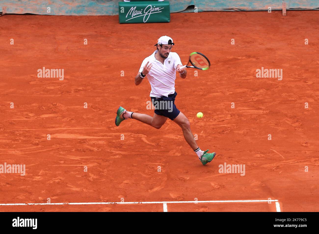 Guido Pella di Argentina durante il Rolex Monte-Carlo Masters 2019, ATP Masters 100 partita di tennis il 15 aprile 2019 a Monaco Foto Stock