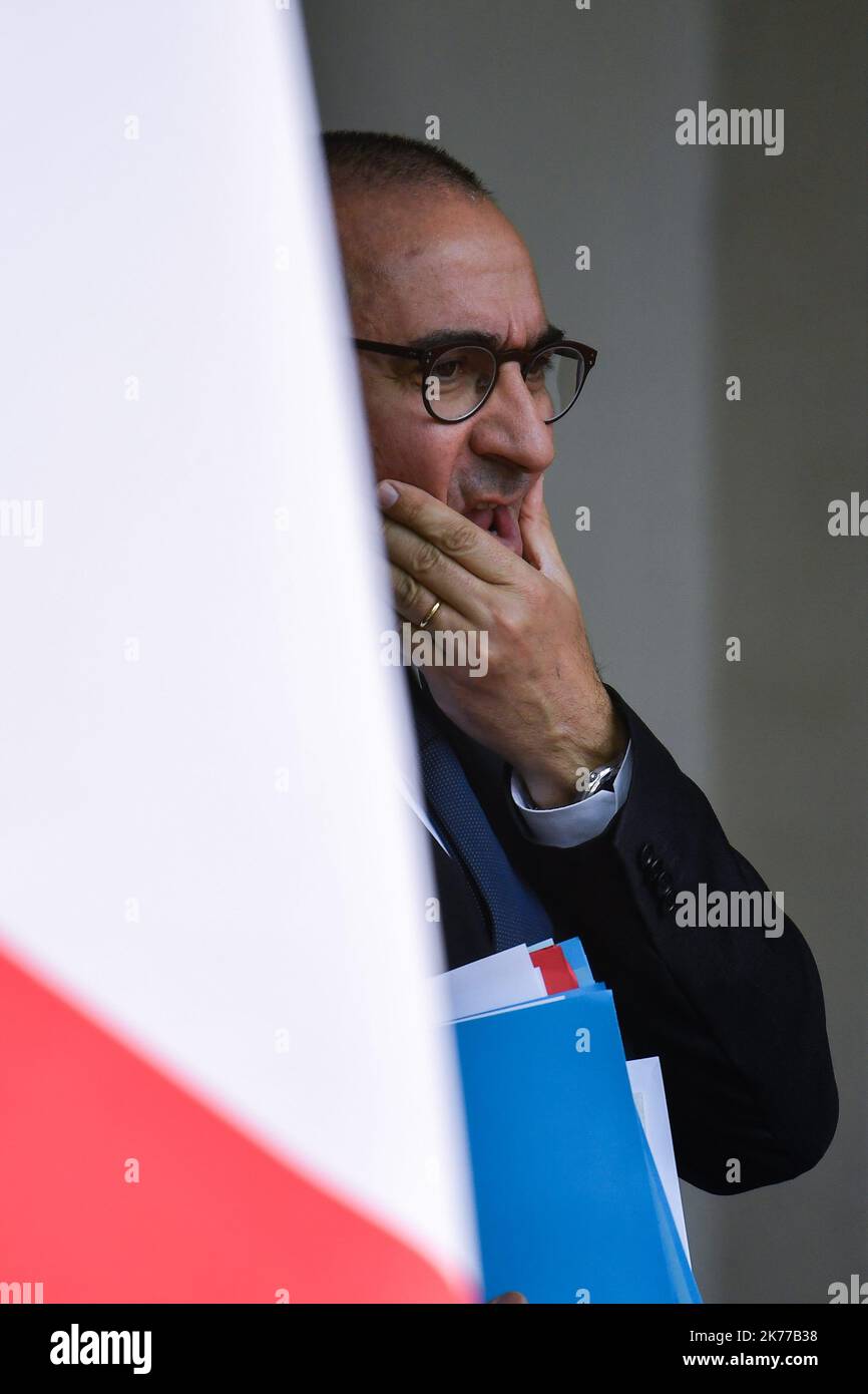 Laurent Nunez, Secretaire d'Etat, aupres du Ministre de l'interieur en sortie du Conseil des Ministres / 24/04/2019 - Francia / Ile-de-France (regione) / Parigi - Laurent Nunez, Segretario di Stato, al Ministro degli interni all'uscita del Consiglio dei Ministri Foto Stock