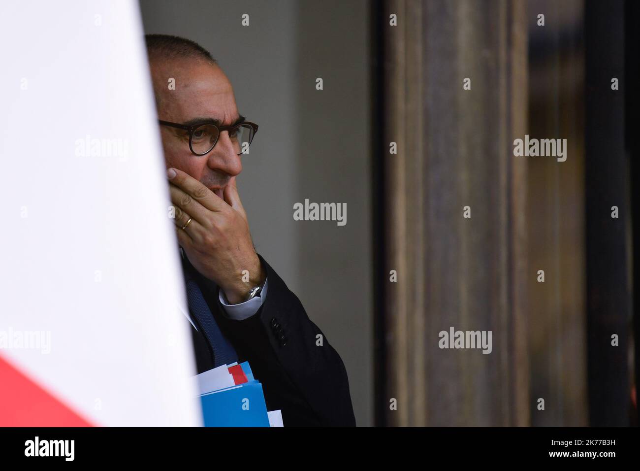 Laurent Nunez, Secretaire d'Etat, aupres du Ministre de l'interieur en sortie du Conseil des Ministres / 24/04/2019 - Francia / Ile-de-France (regione) / Parigi - Laurent Nunez, Segretario di Stato, al Ministro degli interni all'uscita del Consiglio dei Ministri Foto Stock