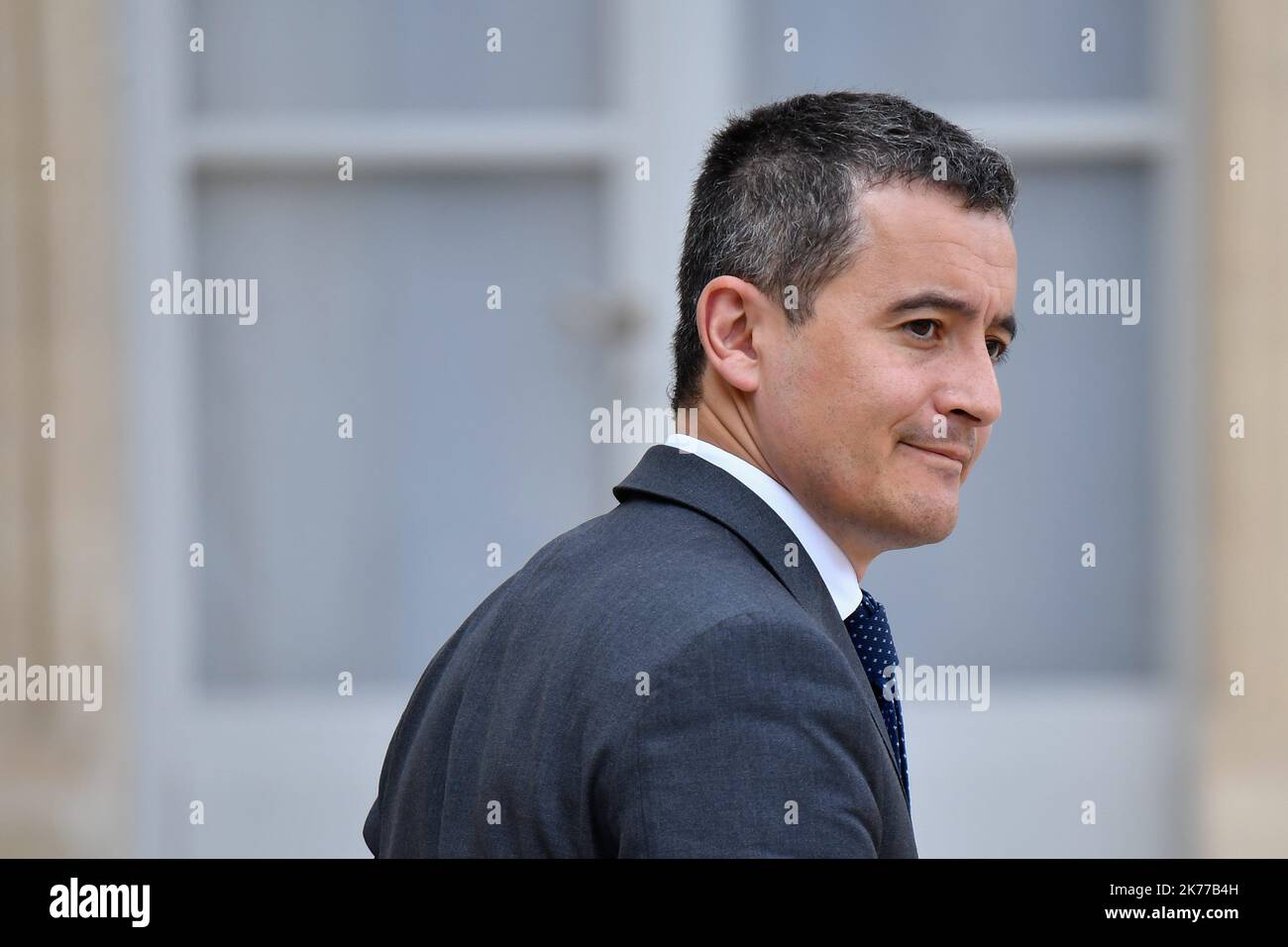 Gerald Darmanin, Ministre de l'Action et des Comptes Publics en sortie du Conseil des Ministres / 24/04/2019 - Francia / Ile-de-France (regione) / Parigi - Gerald Darmanin, Ministro dell'azione e dei conti pubblici del Consiglio dei ministri Foto Stock