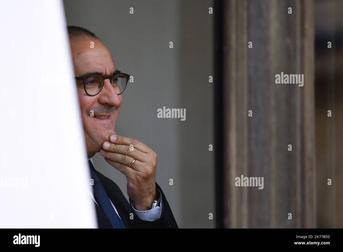 Laurent Nunez, Secretaire d'Etat, aupres du Ministre de l'interieur en sortie du Conseil des Ministres / 24/04/2019 - Francia / Ile-de-France (regione) / Parigi - Laurent Nunez, Segretario di Stato, al Ministro degli interni all'uscita del Consiglio dei Ministri Foto Stock