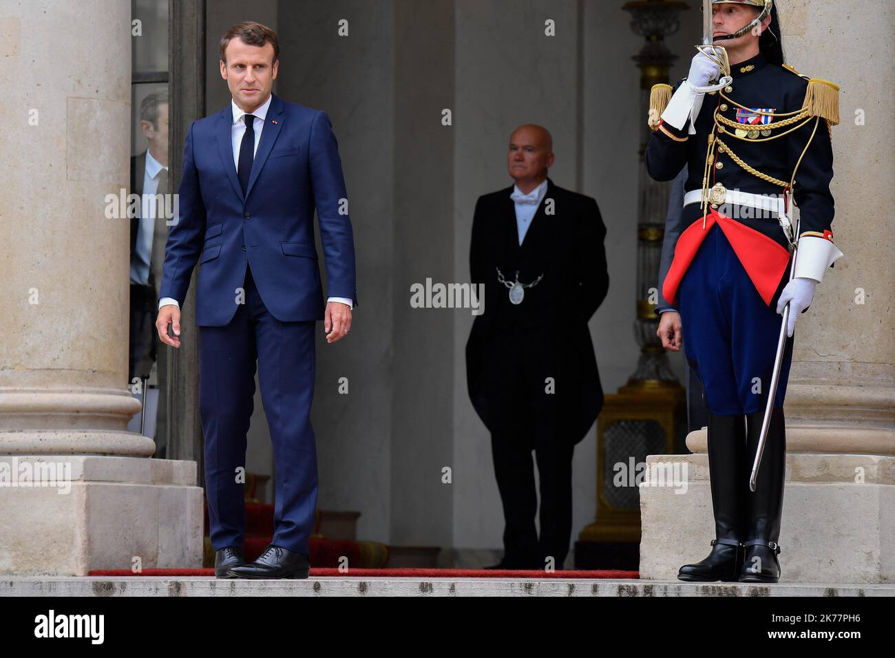 / 07/06/2019 - Francia / Ile-de-France (regione) / Parigi - il presidente francese Emmanuel Macron riceve il primo ministro canadese Justin Trudeau al Palais de l'Elysee il 07 giugno 2018 Foto Stock