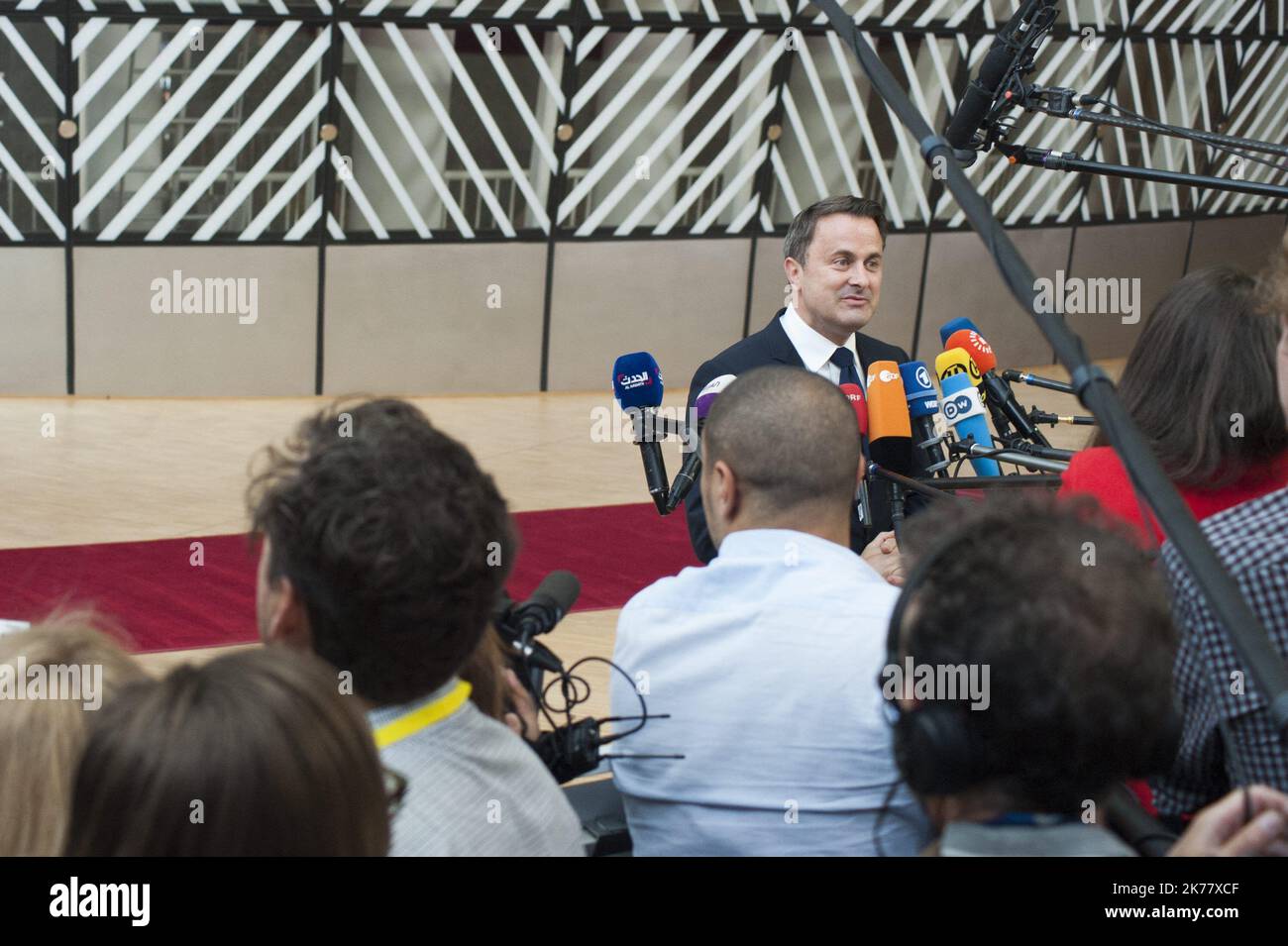Arrivo del primo ministro lussemburghese Xavier Bettel al vertice europeo del 20 giugno 2019. Foto Stock