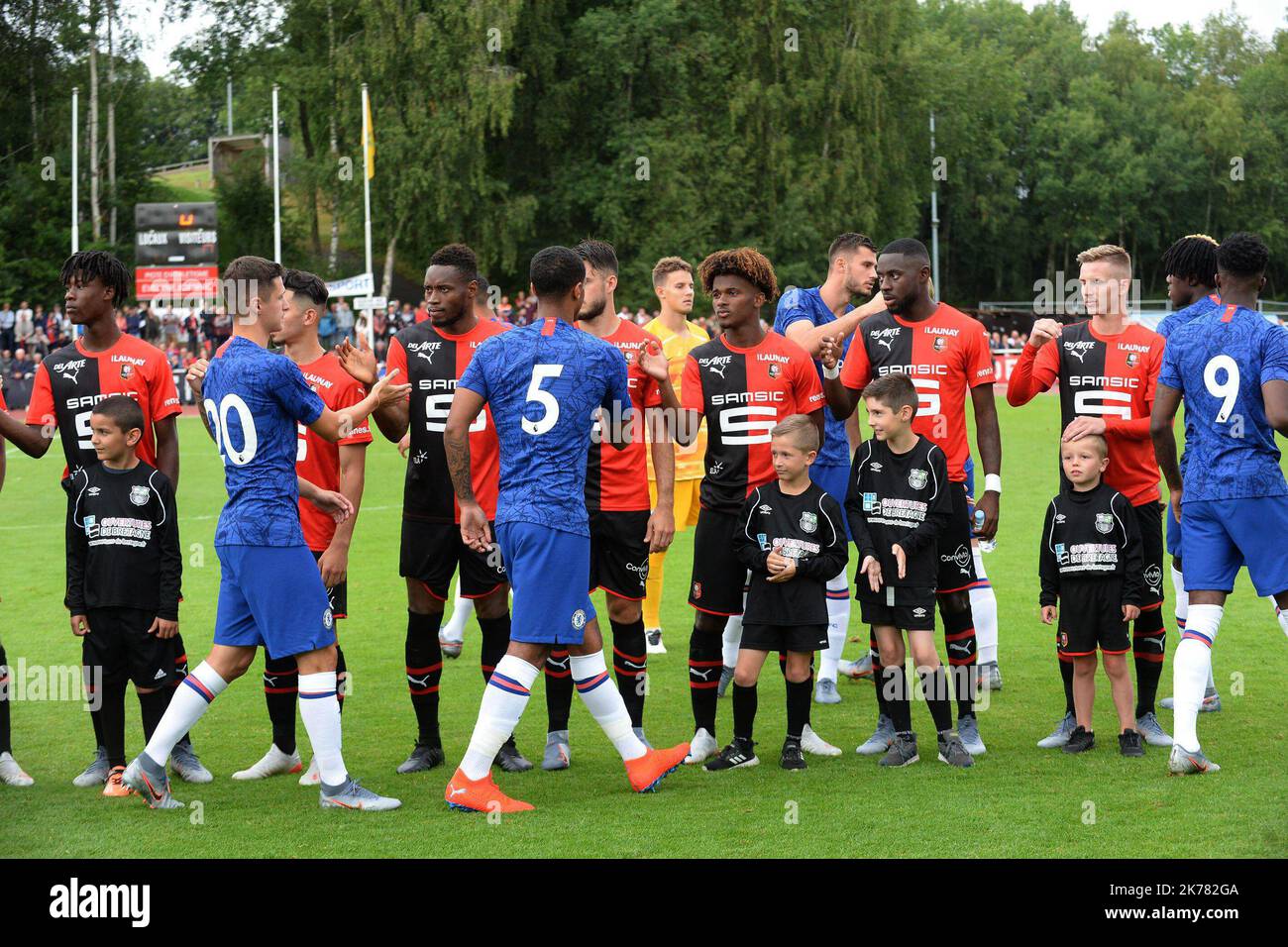 Rennes - Chelsea match amical de football ??? FougËres en Bretagne - 2019/07/17. Chelsea calcio club amichevole partita in Bretagna. Foto Stock