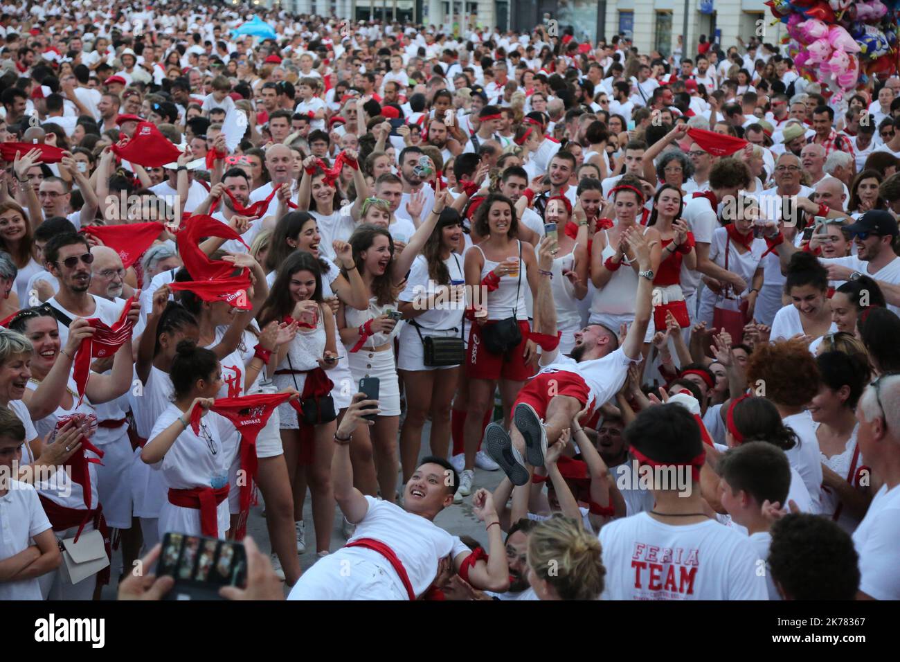 ©PHOTOPQR/SUD OUEST ; OUVERTURE DES FETES DE BAYONNE LE 24 07 2019 - BAYONNE FESTIVAL 2019 mercoledì 24th luglio alle ore 10,00 a domenica 28th luglio 2019 Foto Stock