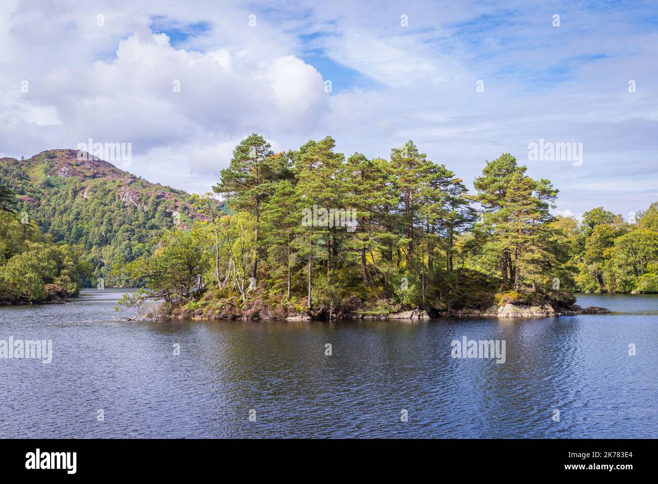 Vista di Loch Katrine, Scozia Foto Stock